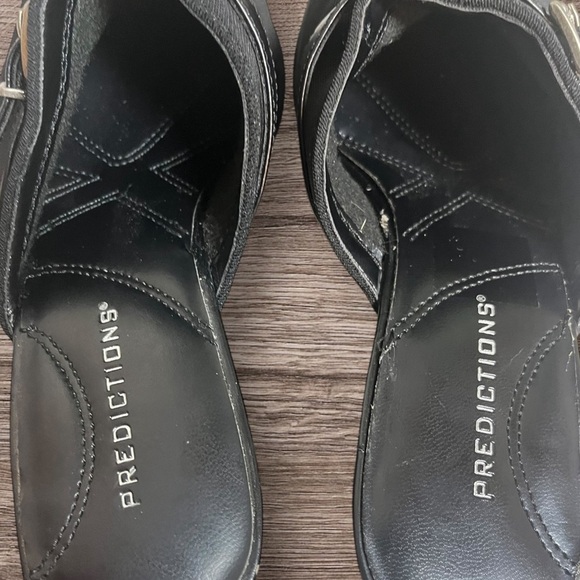 Predictions Black Square Toe Mules • Stretch Fabric • Buckle Detail Size 6 - Picture 3 of 3